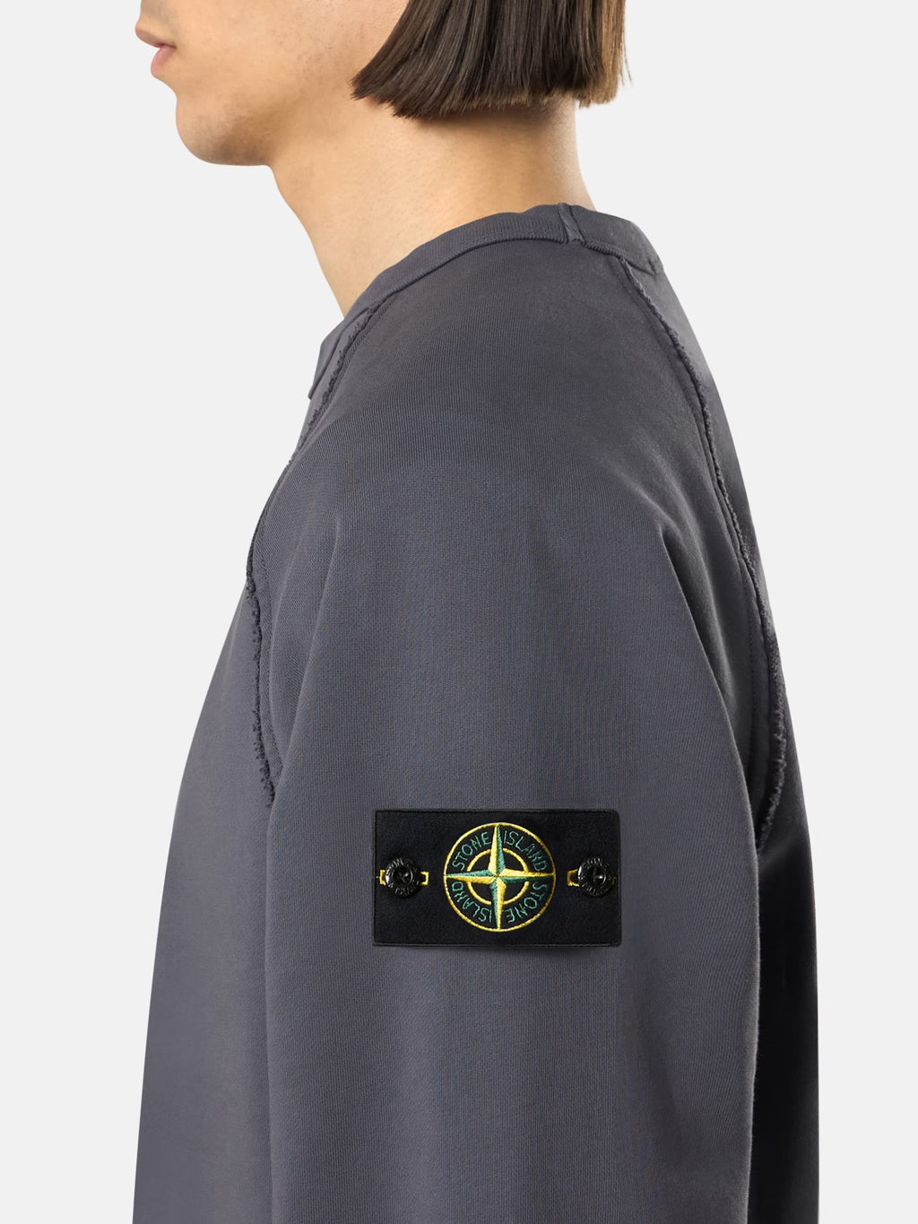 Stone Island - 6100041 Sweat Oversize Organic Coton fleece Bleu Gris
