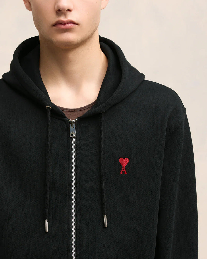 AMI - Hoodie Zippe Ami de Coeur noir