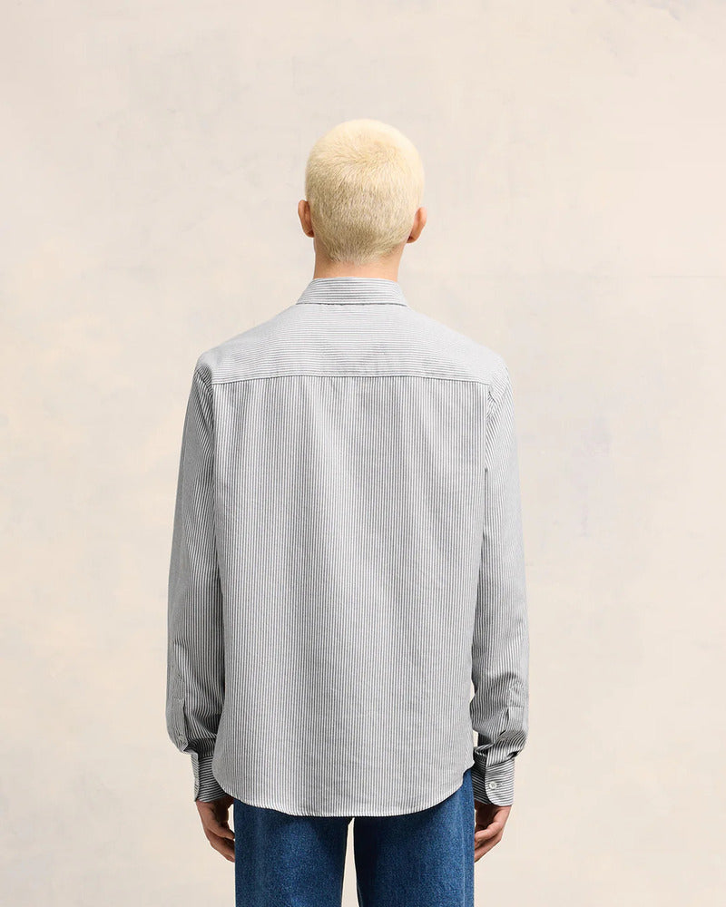 AMI - Chemise Ami de coeur rayee noir / blanc naturel