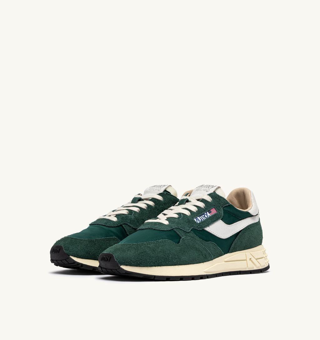 AUTRY - Basket Reelwind en nylon et daim Space Bottle Green