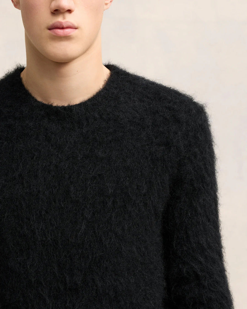 AMI - Pull en Alpaga Mohair brossé noir