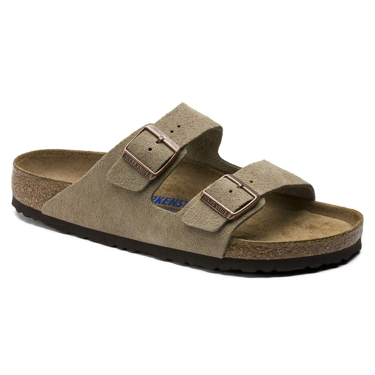 Birkenstock - Arizona lit de pied souple Suède Taupe