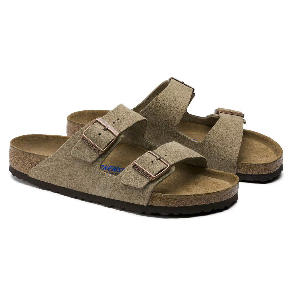 Birkenstock - Arizona lit de pied souple Suède Taupe
