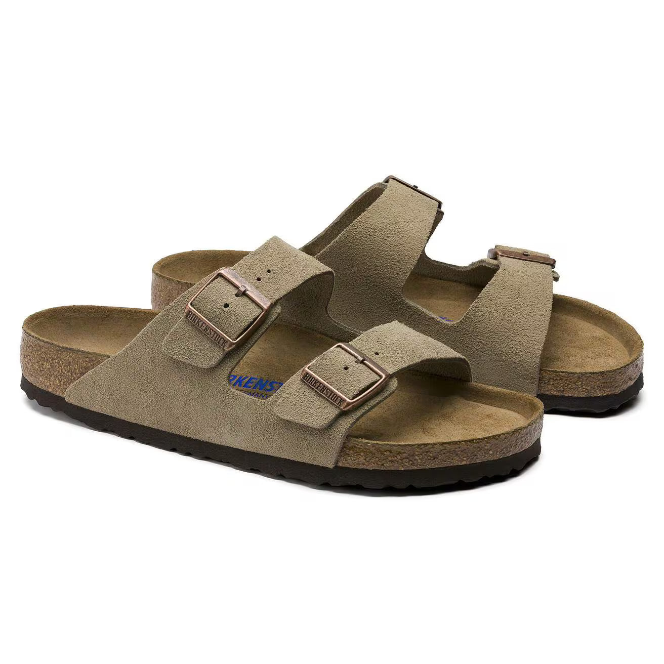 Birkenstock - Arizona lit de pied souple Suède Taupe