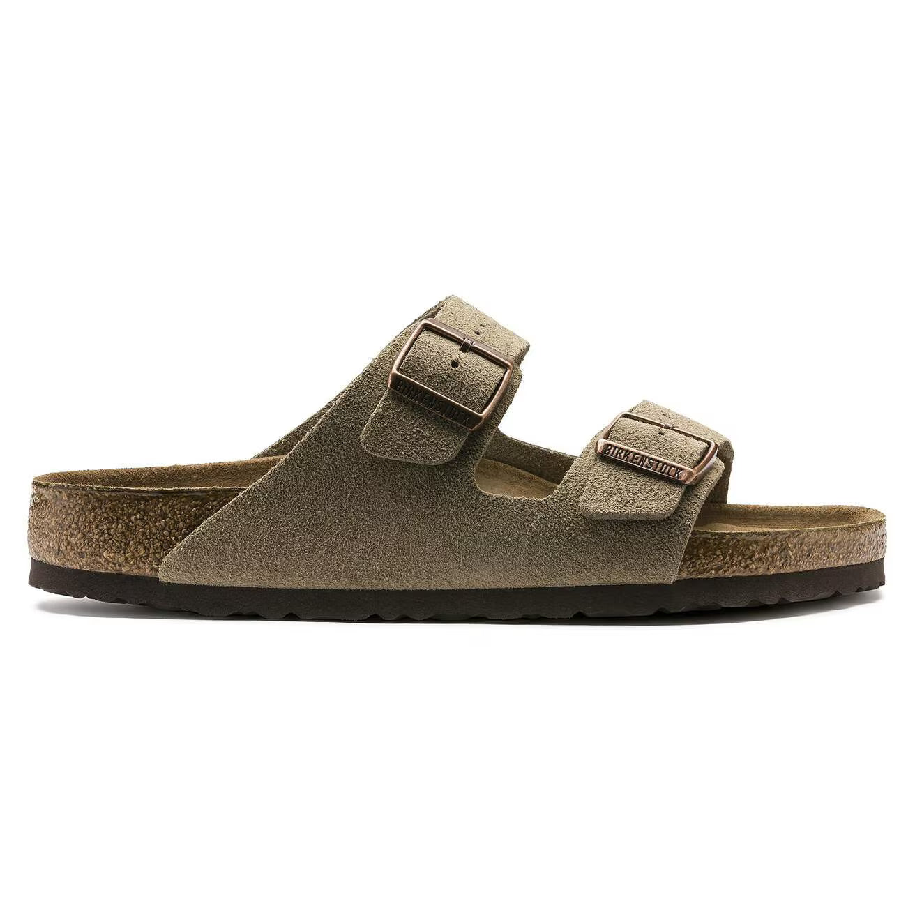 Birkenstock - Arizona lit de pied souple Suède Taupe
