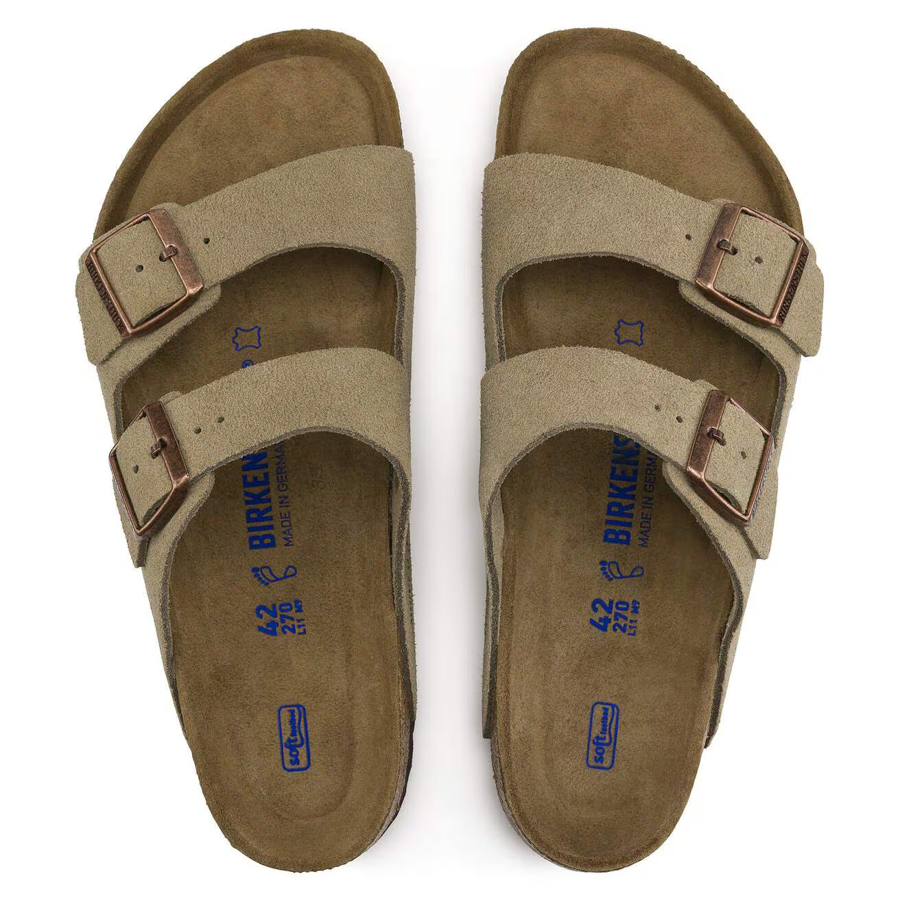Birkenstock - Arizona lit de pied souple Suède Taupe
