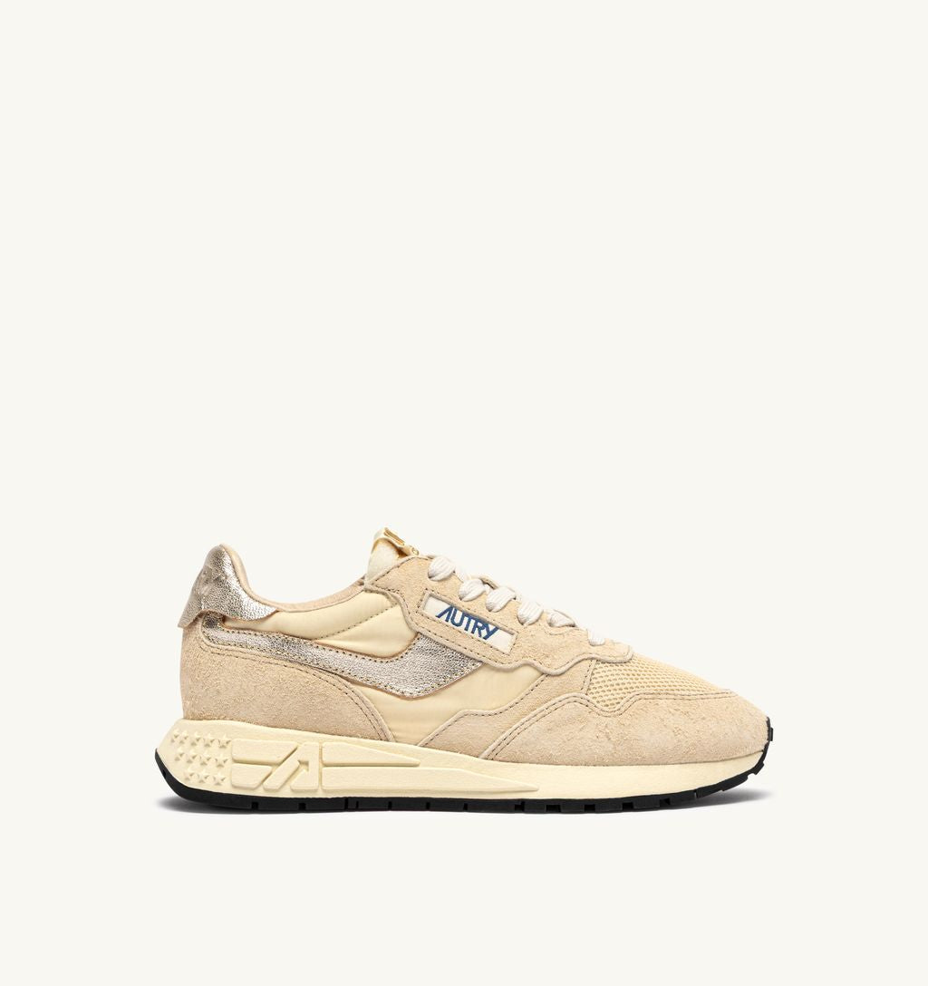 AUTRY - Basket Reelwind Nylon laminated Leather Ecru/Platinium