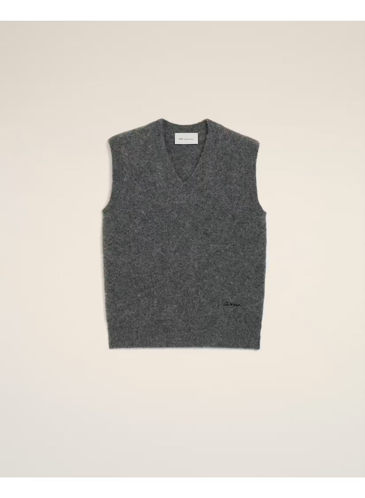 AMI - Pull Sans manches Alpaga Gris Carbonne