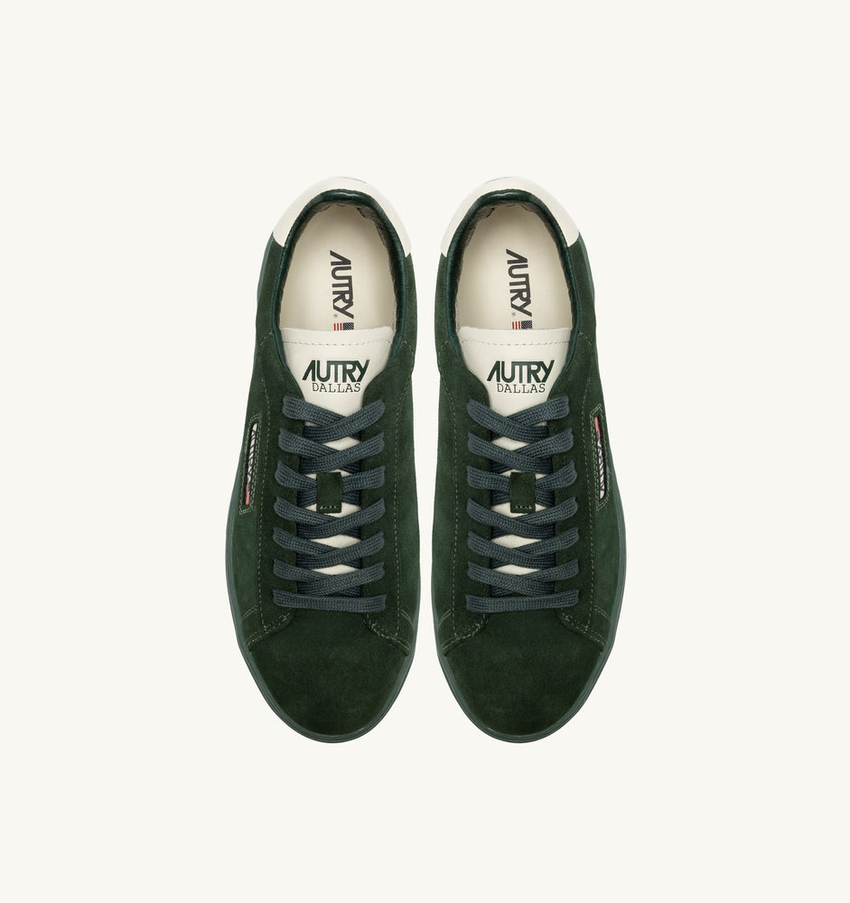 AUTRY - Basket Dallas en daim Marshmallow et vert bouteille