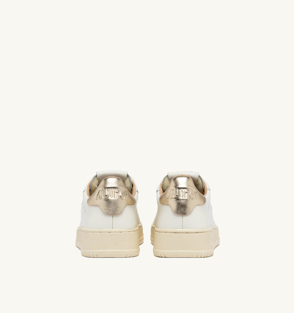 AUTRY - Basket Dallas en cuir blanc et or