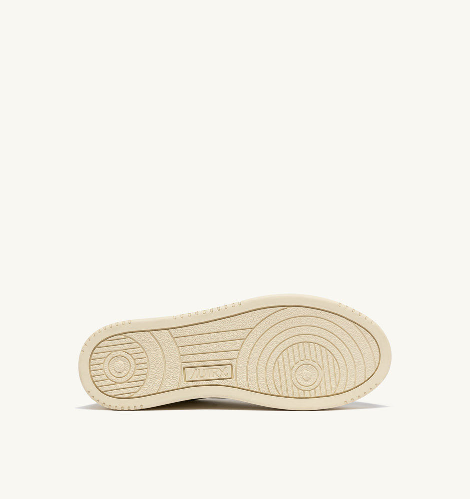 AUTRY - Basket Dallas en cuir blanc et or