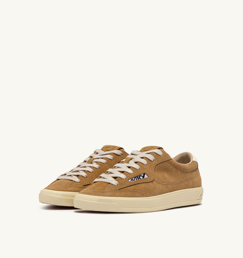 Autry - Windscape low en daim Cuivre et Marshmallow