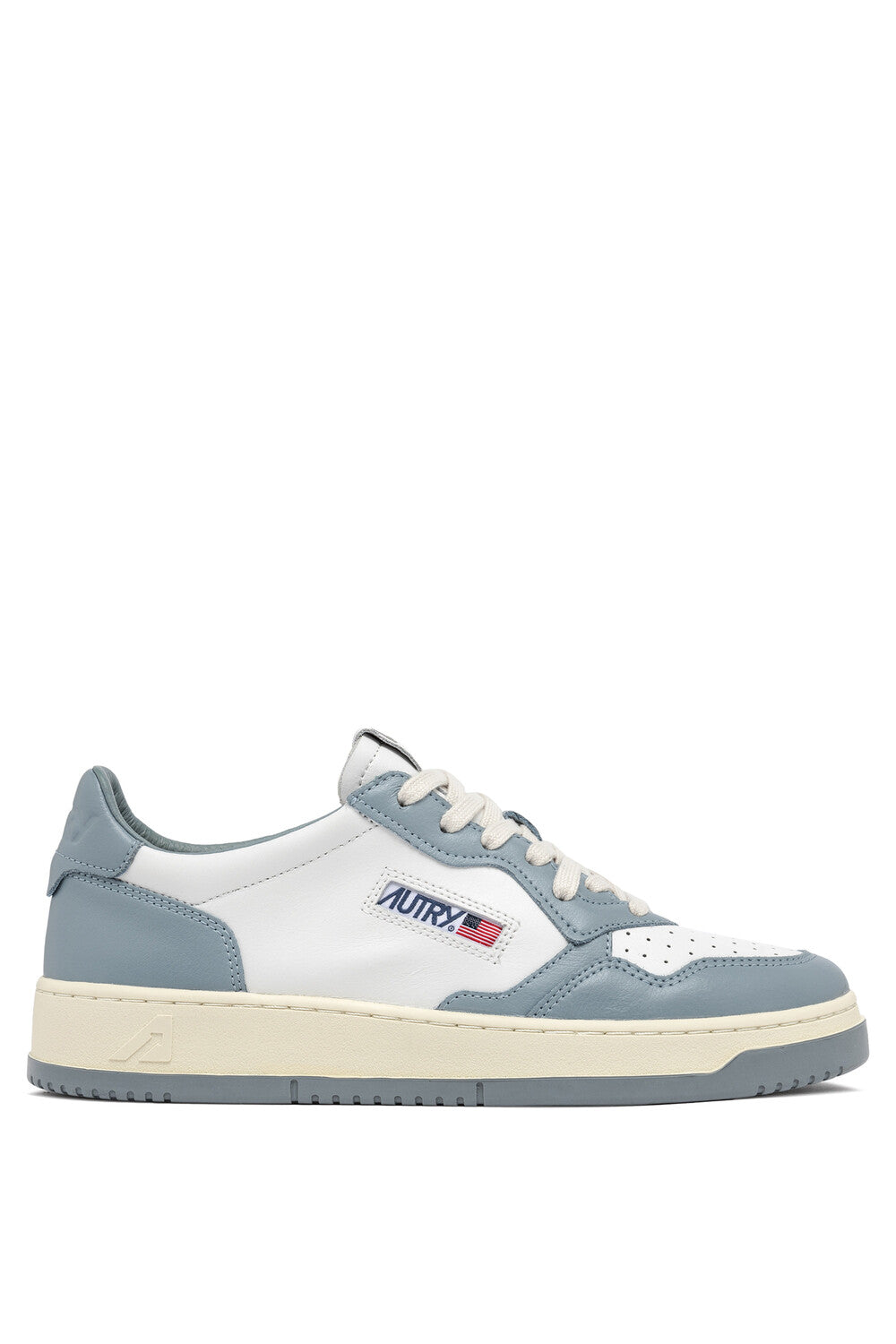 AUTRY - Basket Medalist Bicolor cuir blanc / celeste