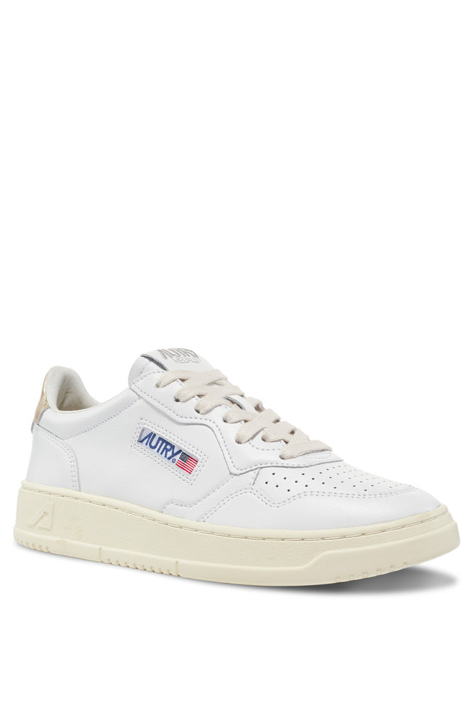 AUTRY - Basket Medalist Low cuir blanc / or métallisé