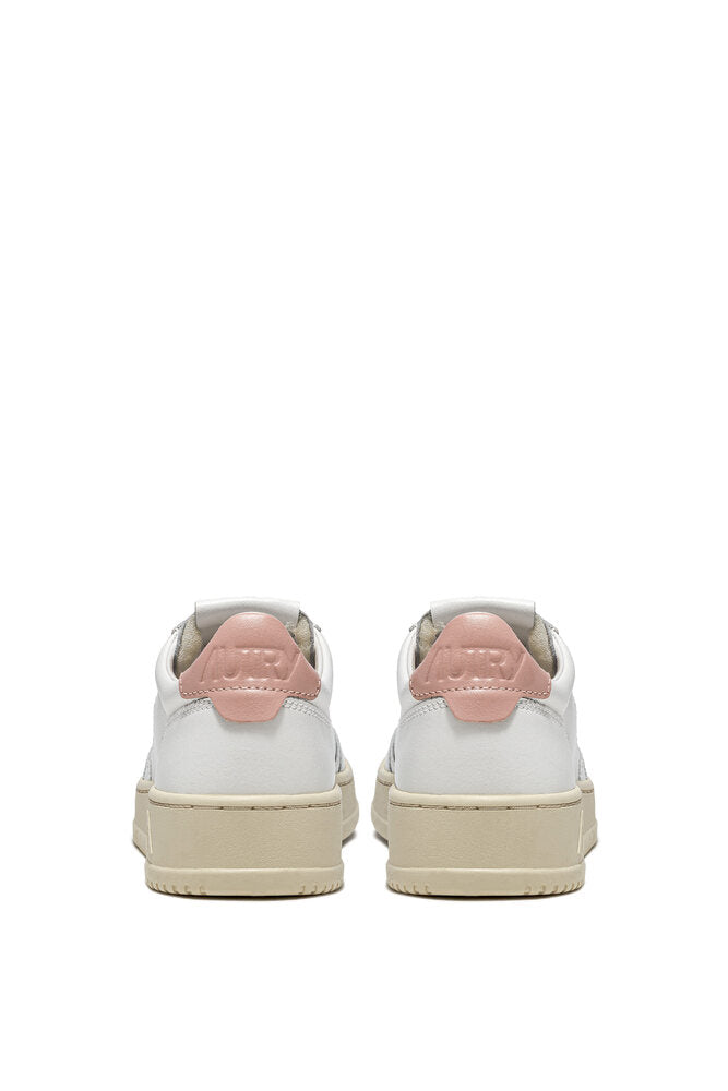AUTRY - Basket Medalist Low cuir blanc et rose