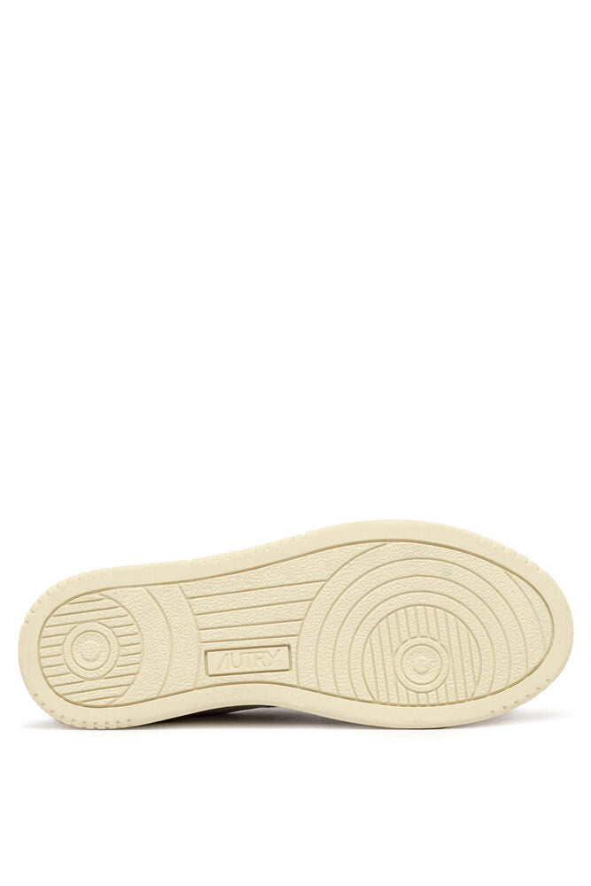 AUTRY - Basket Medalist Low tricolor en daim beige / rose et texas