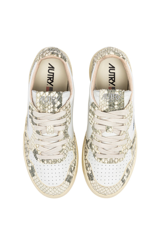 AUTRY - Basket Medalist Low Bicolor White / Snake