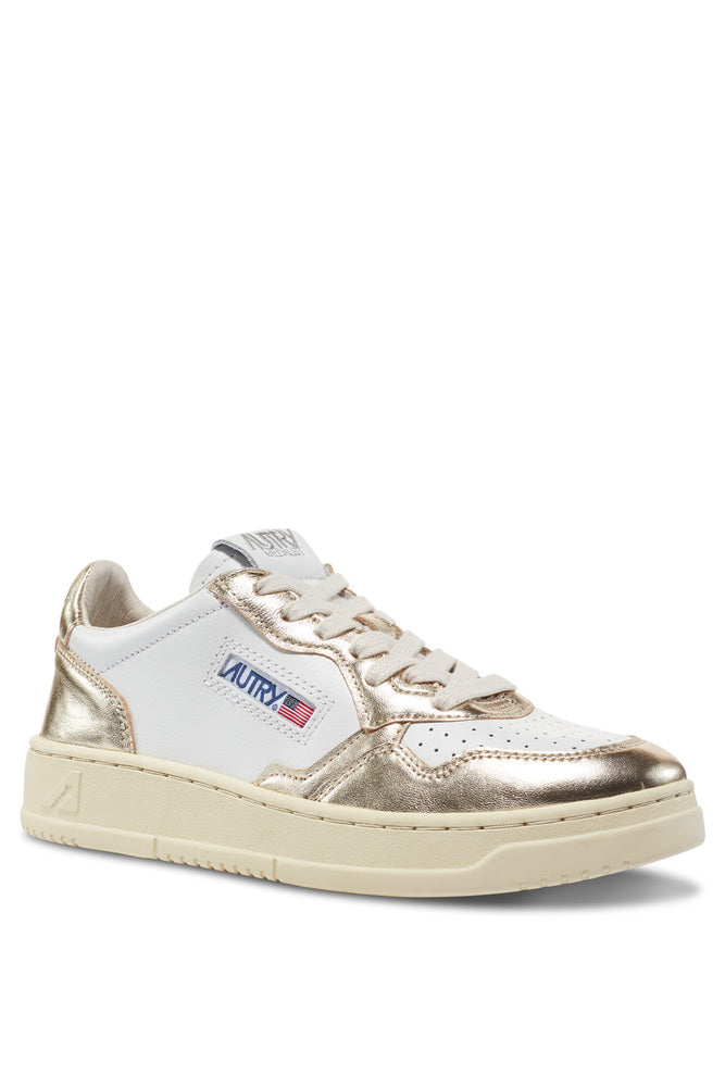 AUTRY - Basket Medalist Bicolor cuir blanc / platine matallisé