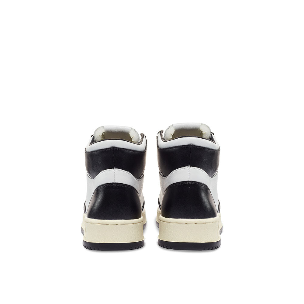 AUTRY - Basket Medalist Mid Bicolor cuir blanc / noir