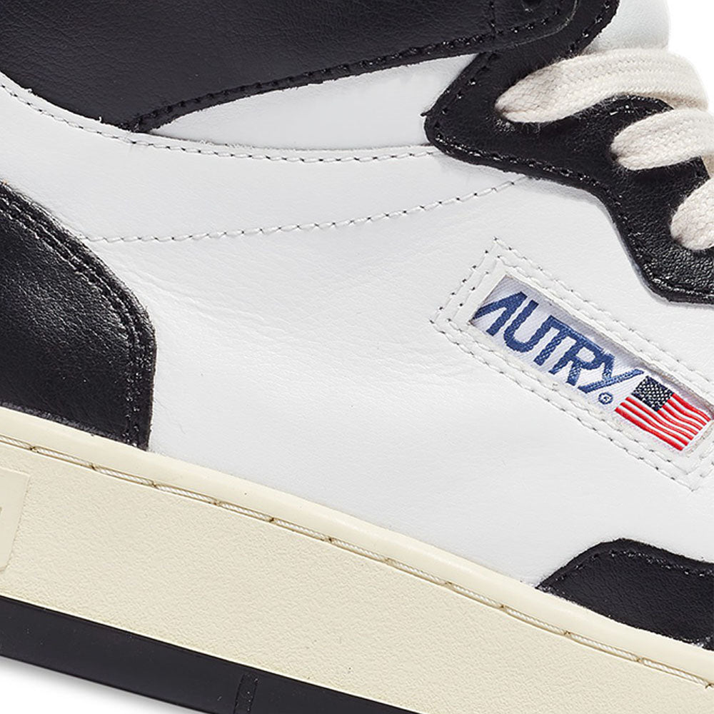 AUTRY - Basket Medalist Mid Bicolor cuir blanc / noir