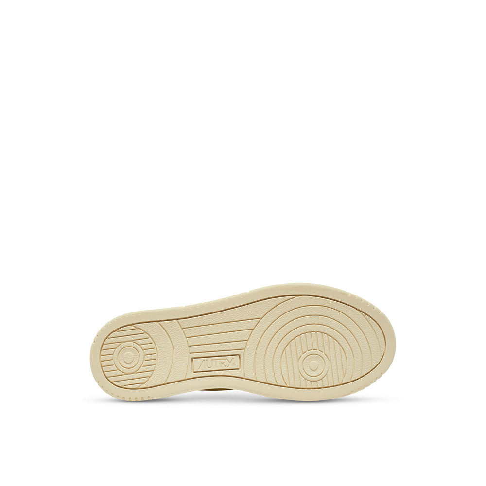 AUTRY - Basket Medalist Mid Bicolor cuir blanc / platine métallisé