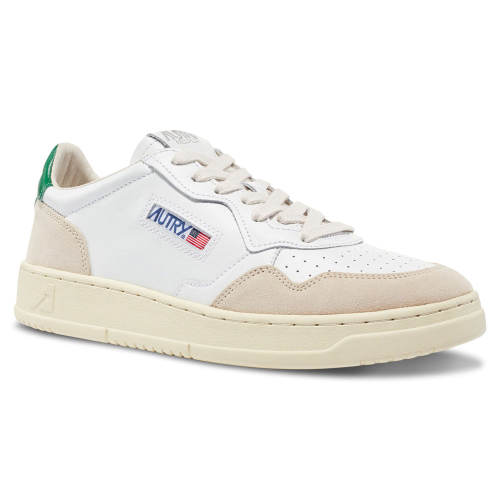 AUTRY - Basket Medalist en Cuir Blanc et Amazone et daim beige