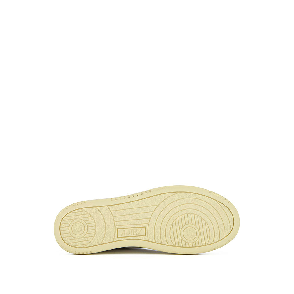 AUTRY - Basket Medalist en Cuir Blanc et Argent et daim beige
