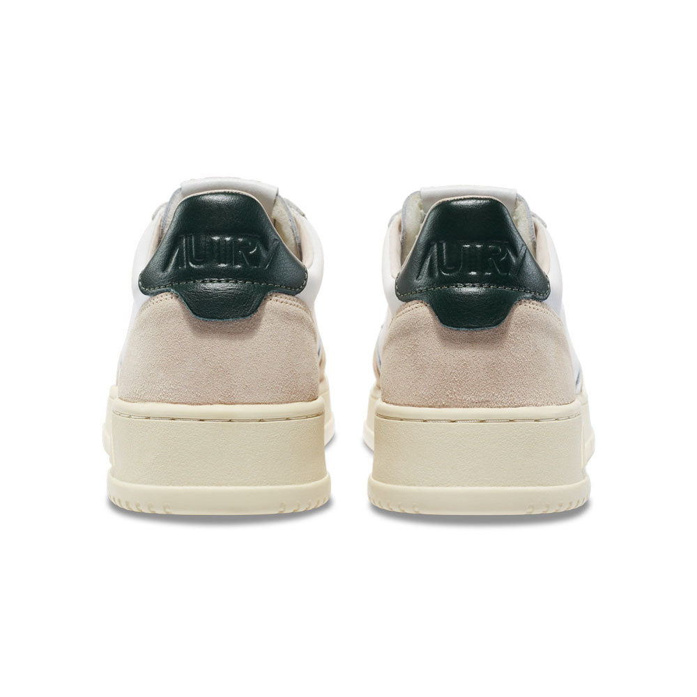 AUTRY - Basket Medalist en Cuir Blanc et Kaki mountain et daim beige