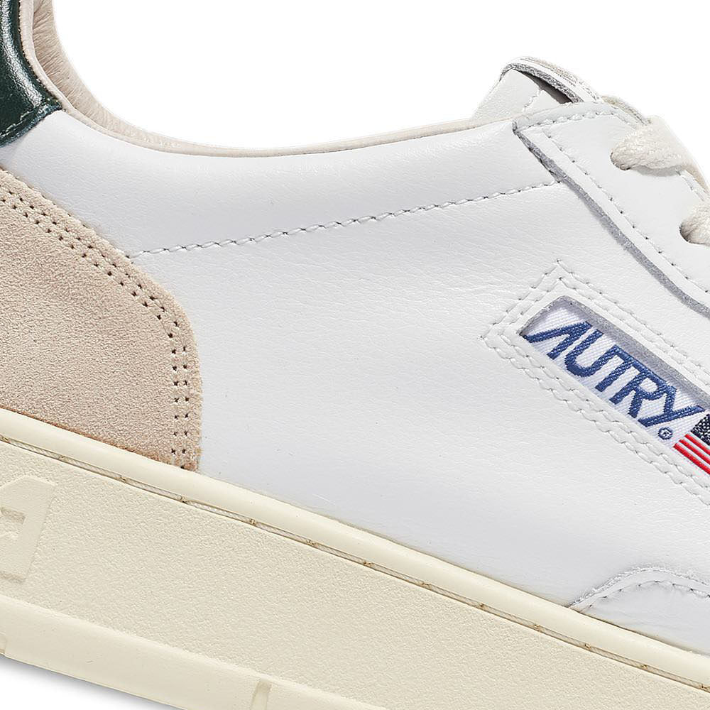 AUTRY - Basket Medalist en Cuir Blanc et Kaki mountain et daim beige