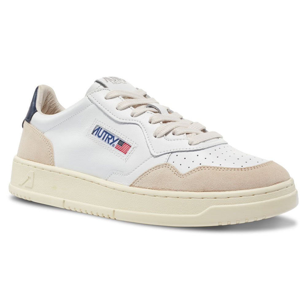 AUTRY - Basket Medalist en Cuir Blanc et Marine et daim beige