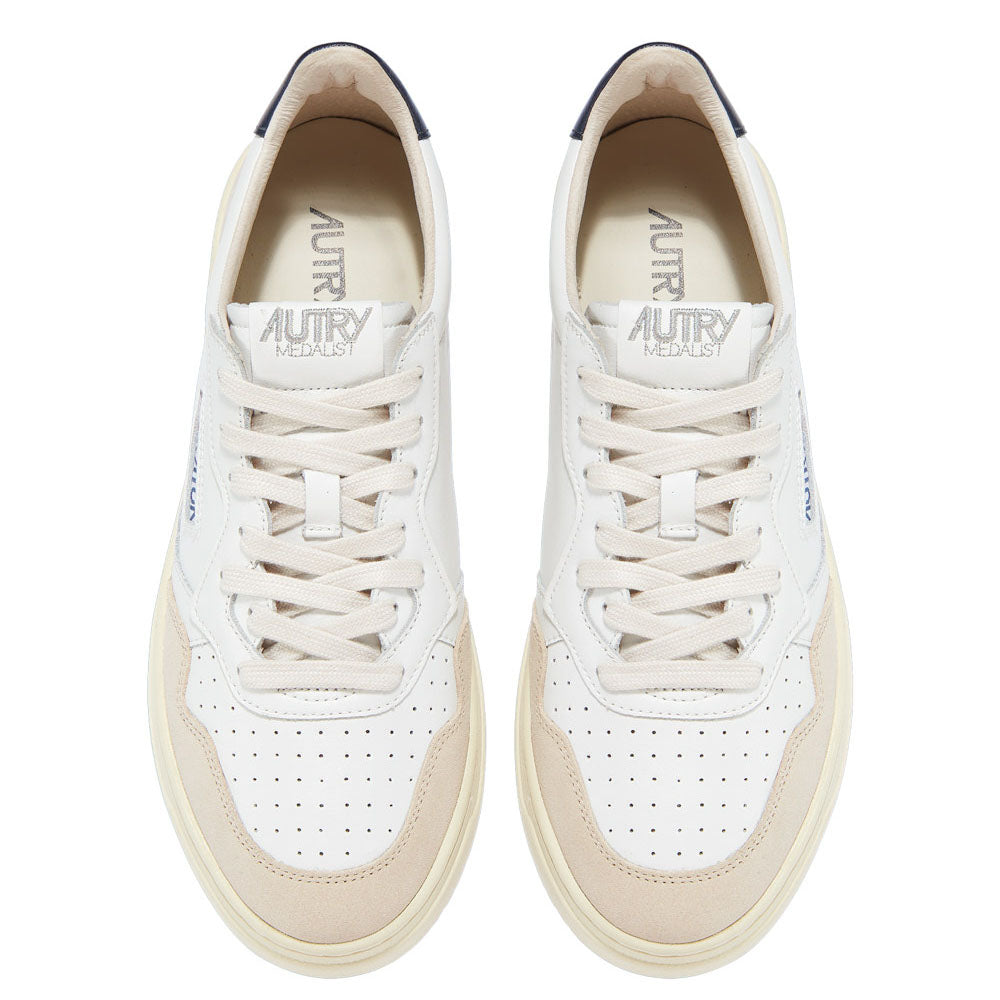 AUTRY - Basket Medalist en Cuir Blanc et Marine et daim beige