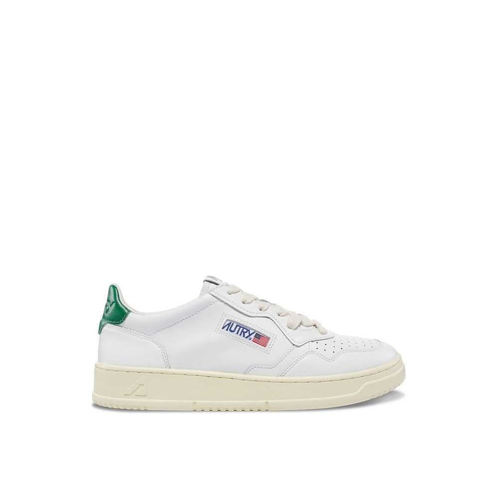 AUTRY - Basket Medalist en Cuir Blanc et Vert