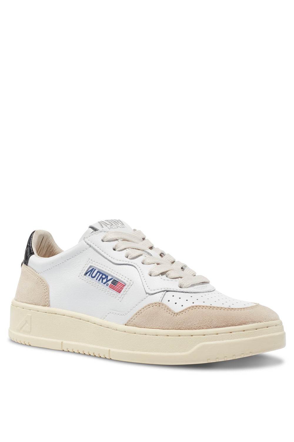 AUTRY - Basket Medalist en Cuir Blanc et noir et daim beige