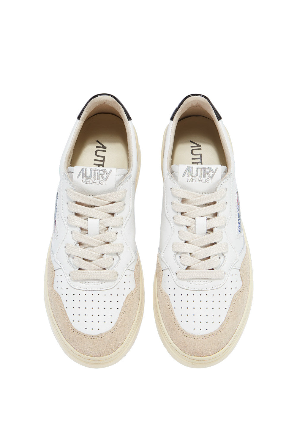 AUTRY - Basket Medalist en Cuir Blanc et noir et daim beige