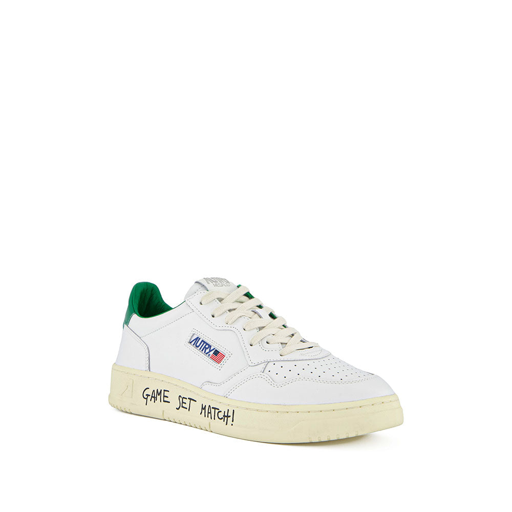 AUTRY - Basket Medalist en Cuir Blanc et vert Game set Match