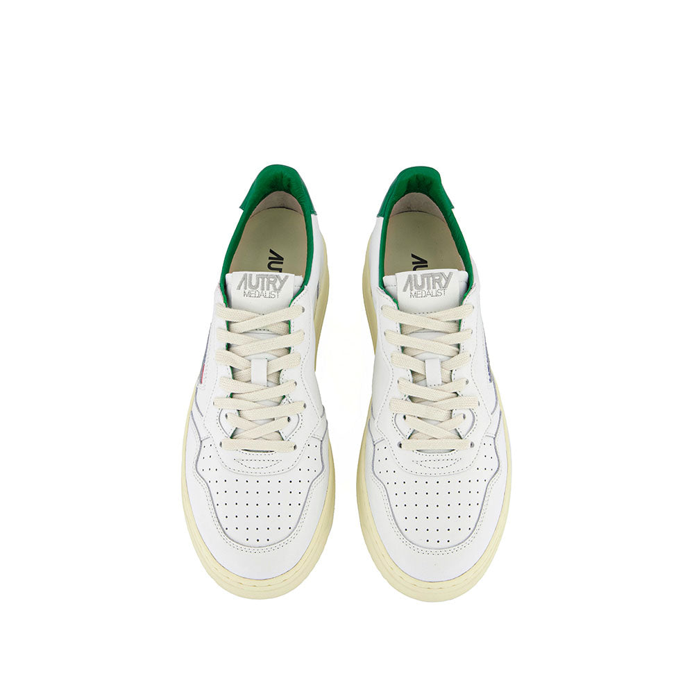AUTRY - Basket Medalist en Cuir Blanc et vert Game set Match