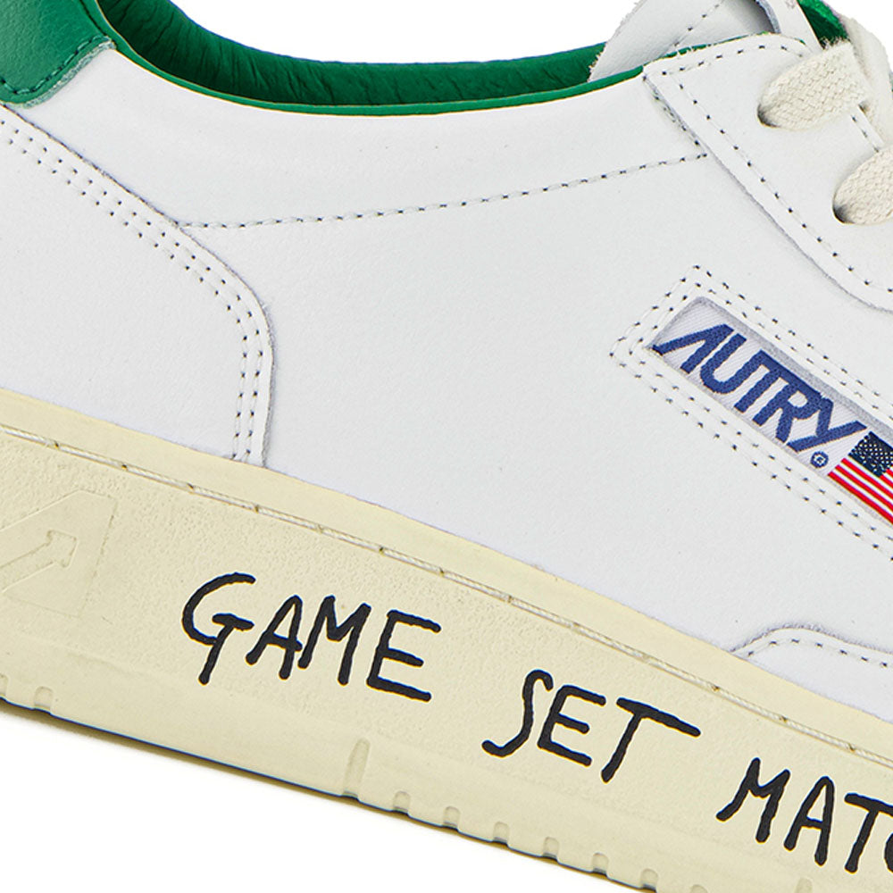 AUTRY - Basket Medalist en Cuir Blanc et vert Game set Match