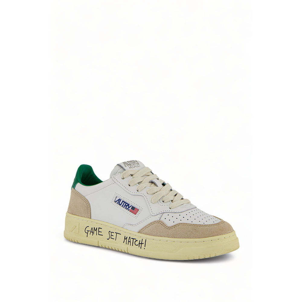 AUTRY - Basket Medalist en Cuir Blanc et vert et daim beige Game set Match