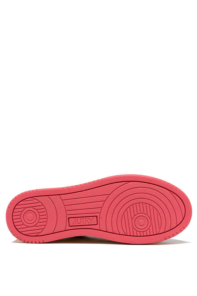 AUTRY - Basket Medalist Super Vintage en cuir blanc / vert militaire et rose