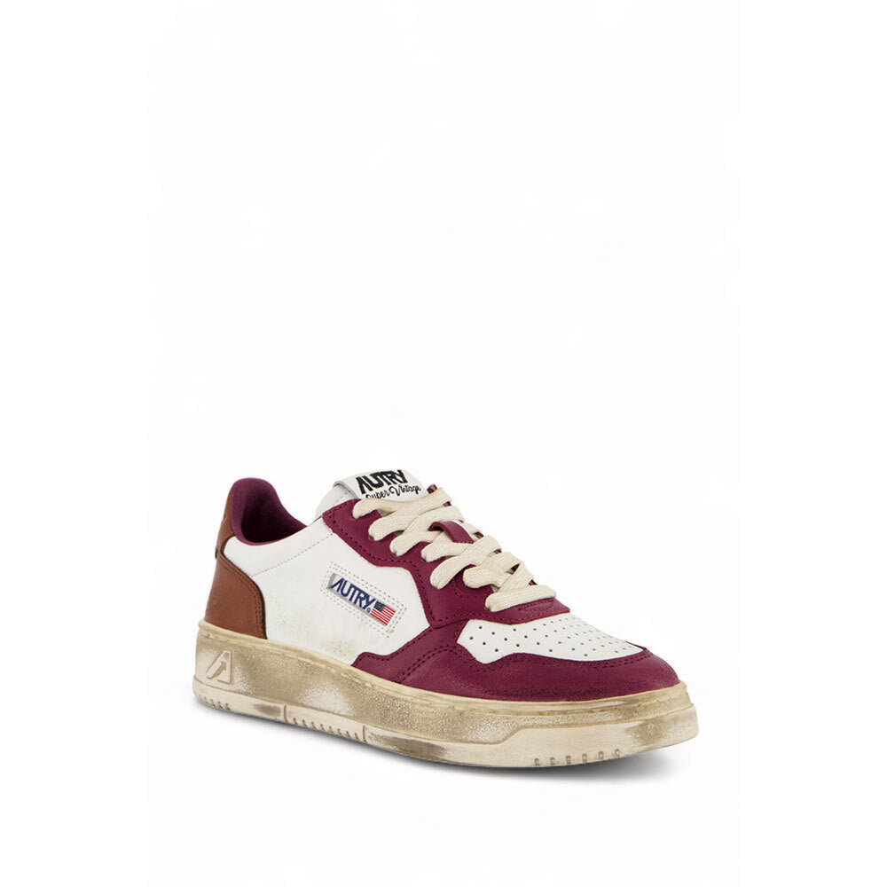 AUTRY - Basket Medalist Super Vintage cuir blanc / violet et marron