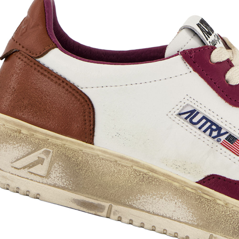 AUTRY - Basket Medalist Super Vintage cuir blanc / violet et marron