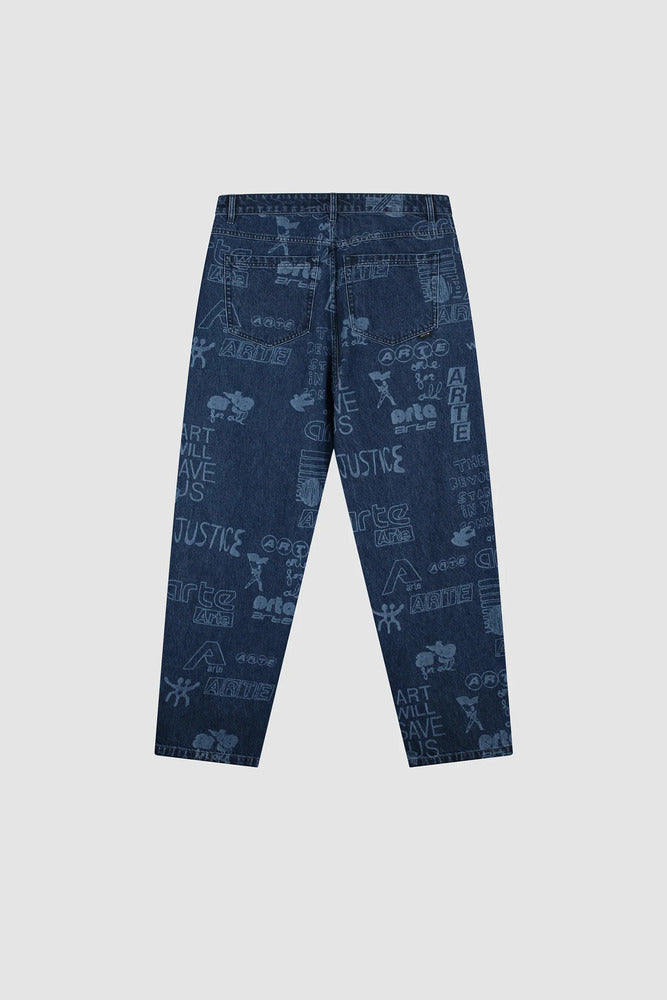 Arte - Pantalon Graffiti Allover Bleach