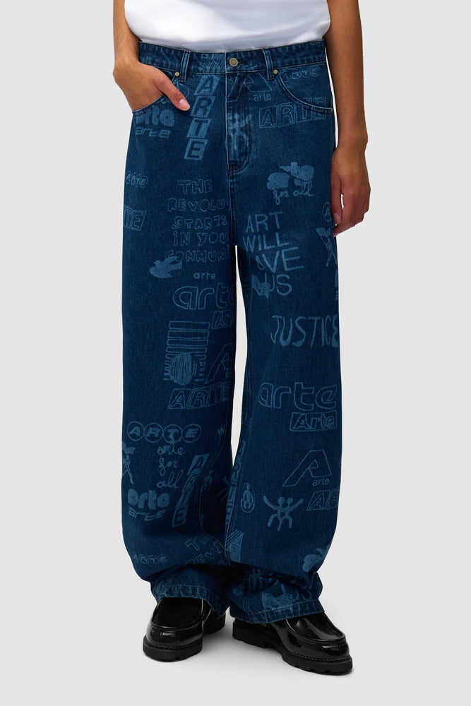 Arte - Pantalon Graffiti Allover Bleach