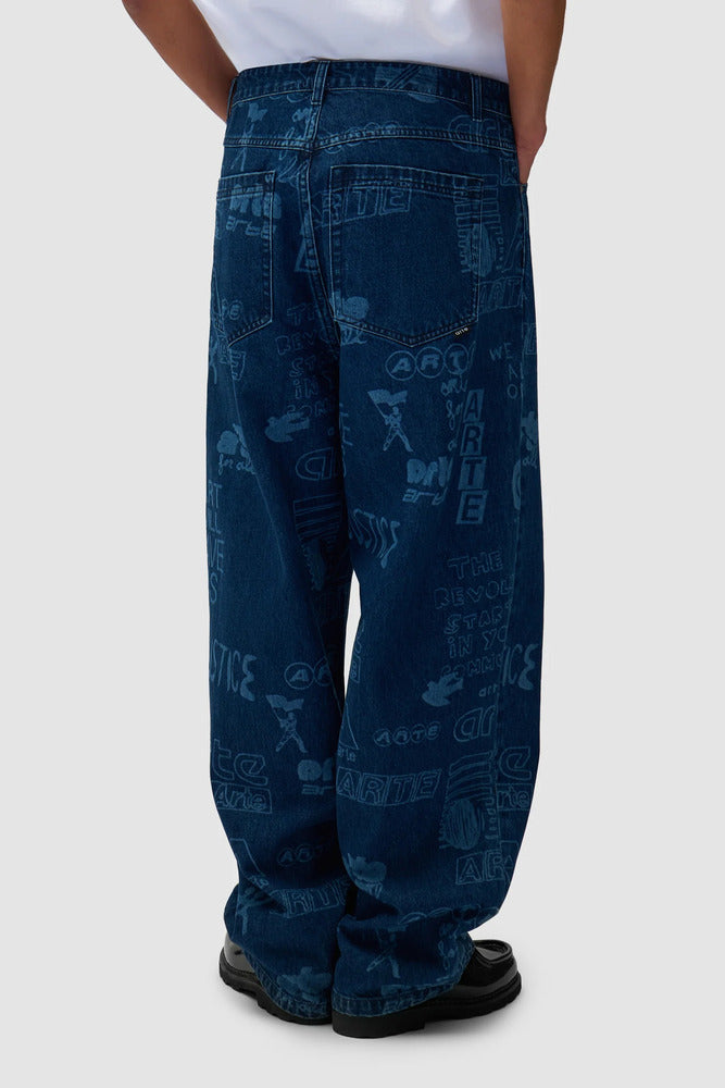 Arte - Pantalon Graffiti Allover Bleach