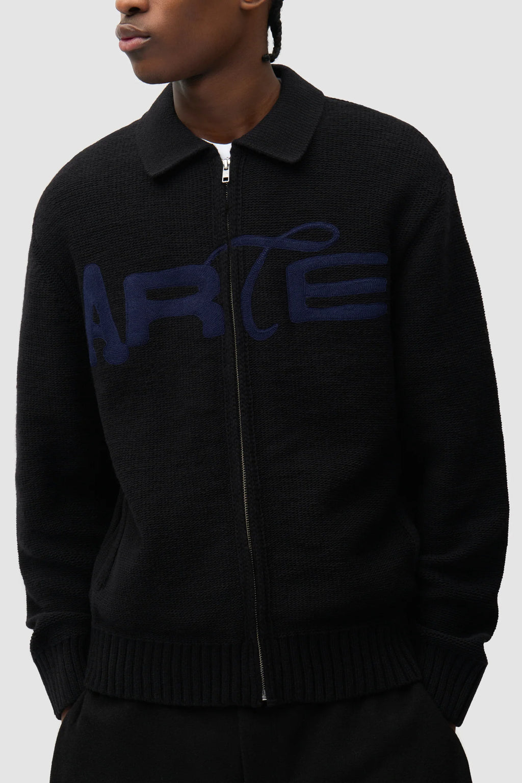 Arte - Cardigan Stencil Zip Black