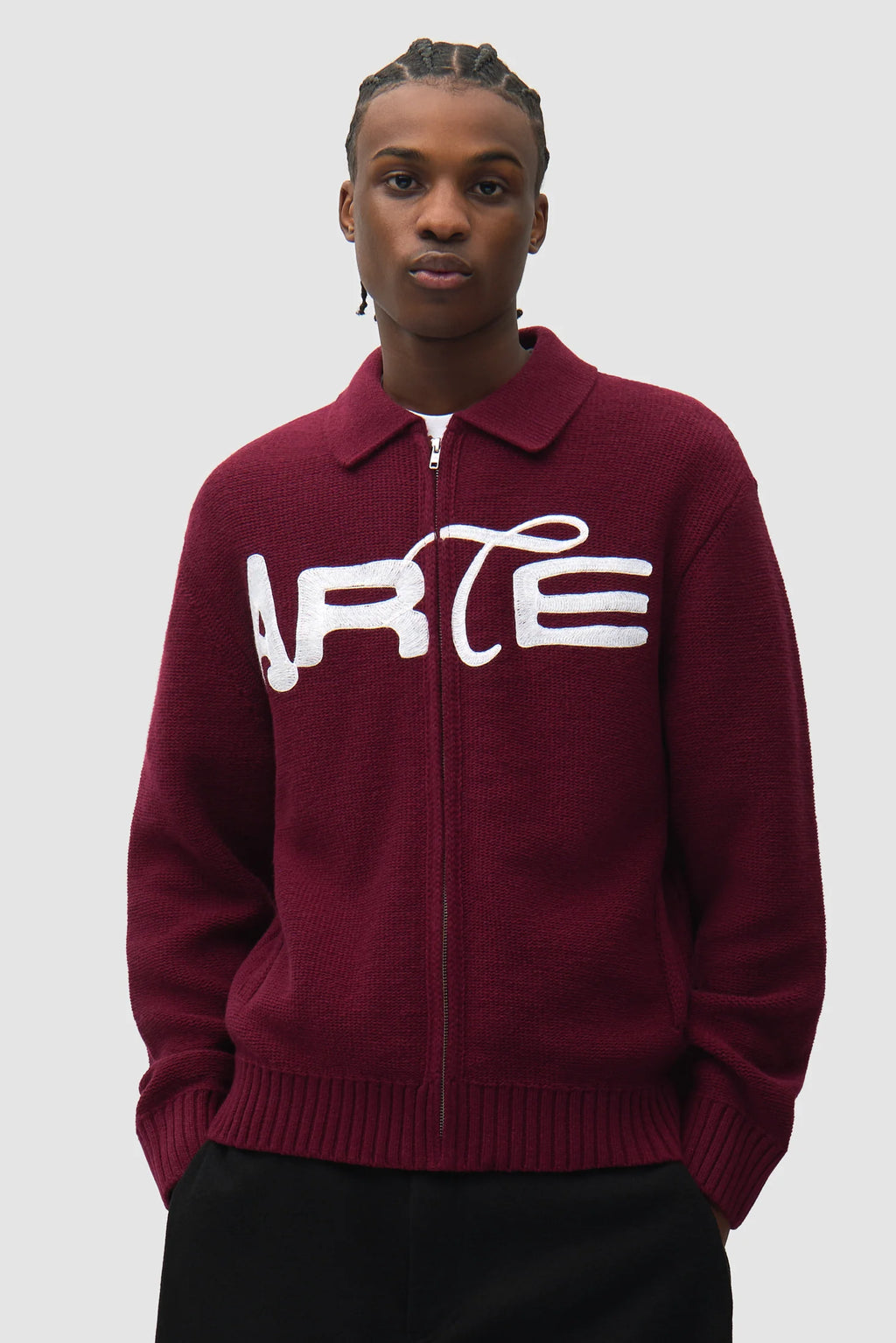 Arte - Cardigan Stencil Zip Bordeaux