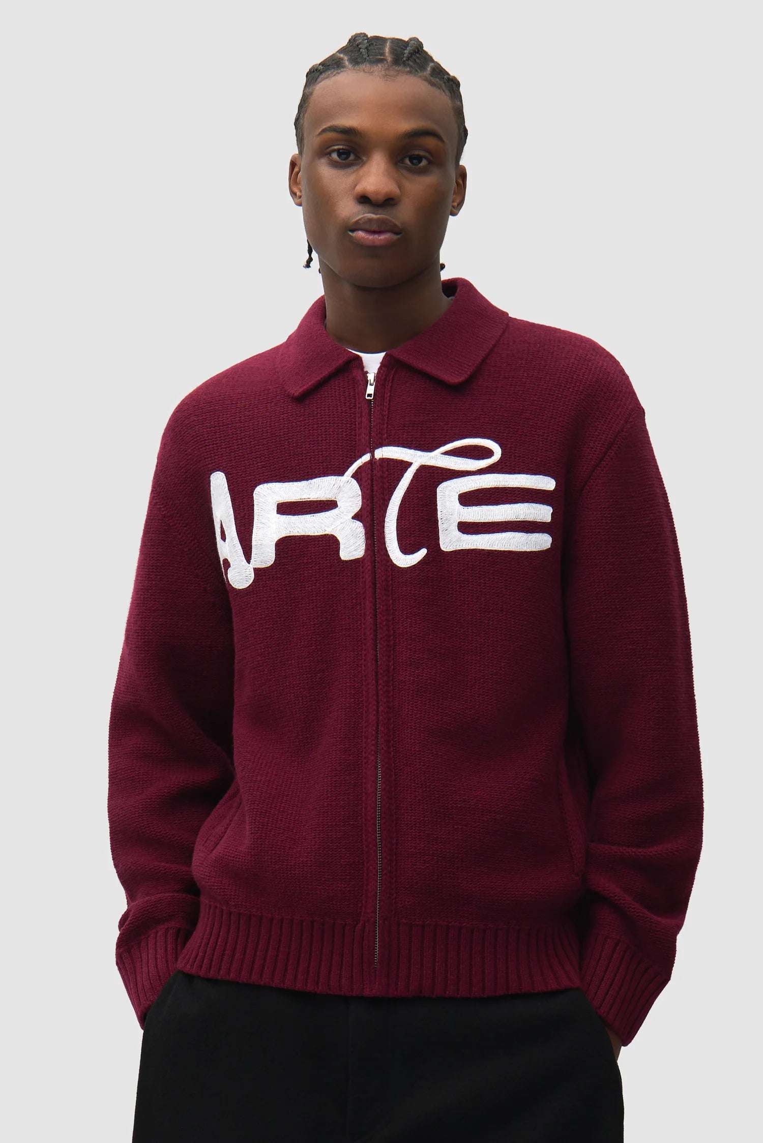 Arte - Cardigan Stencil Zip Bordeaux