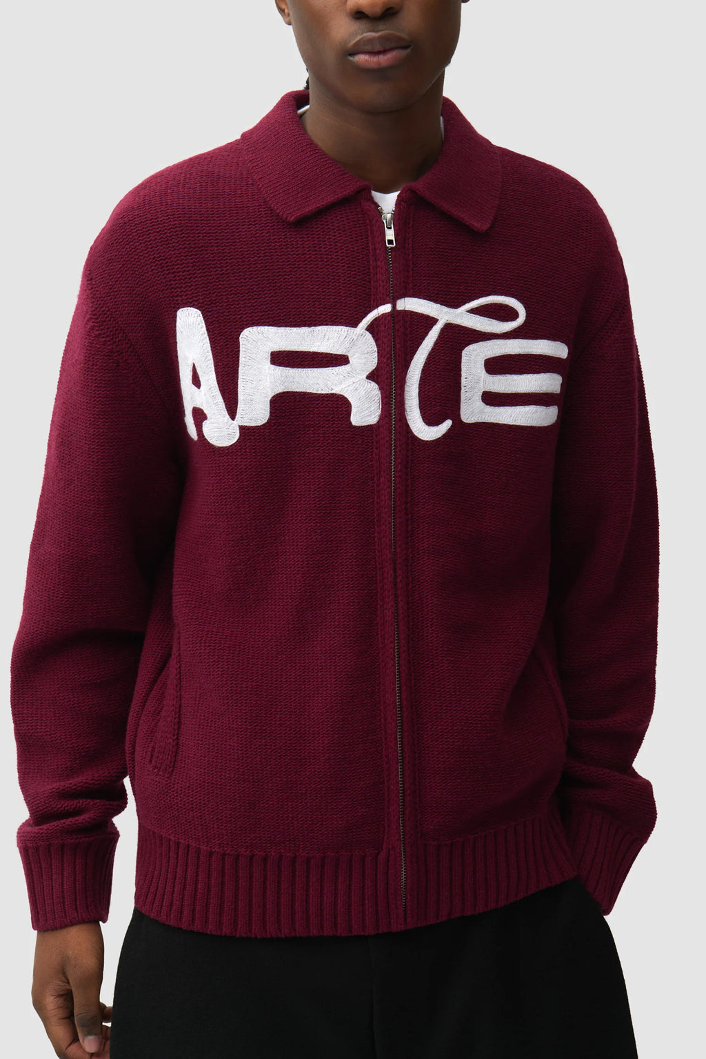 Arte - Cardigan Stencil Zip Bordeaux