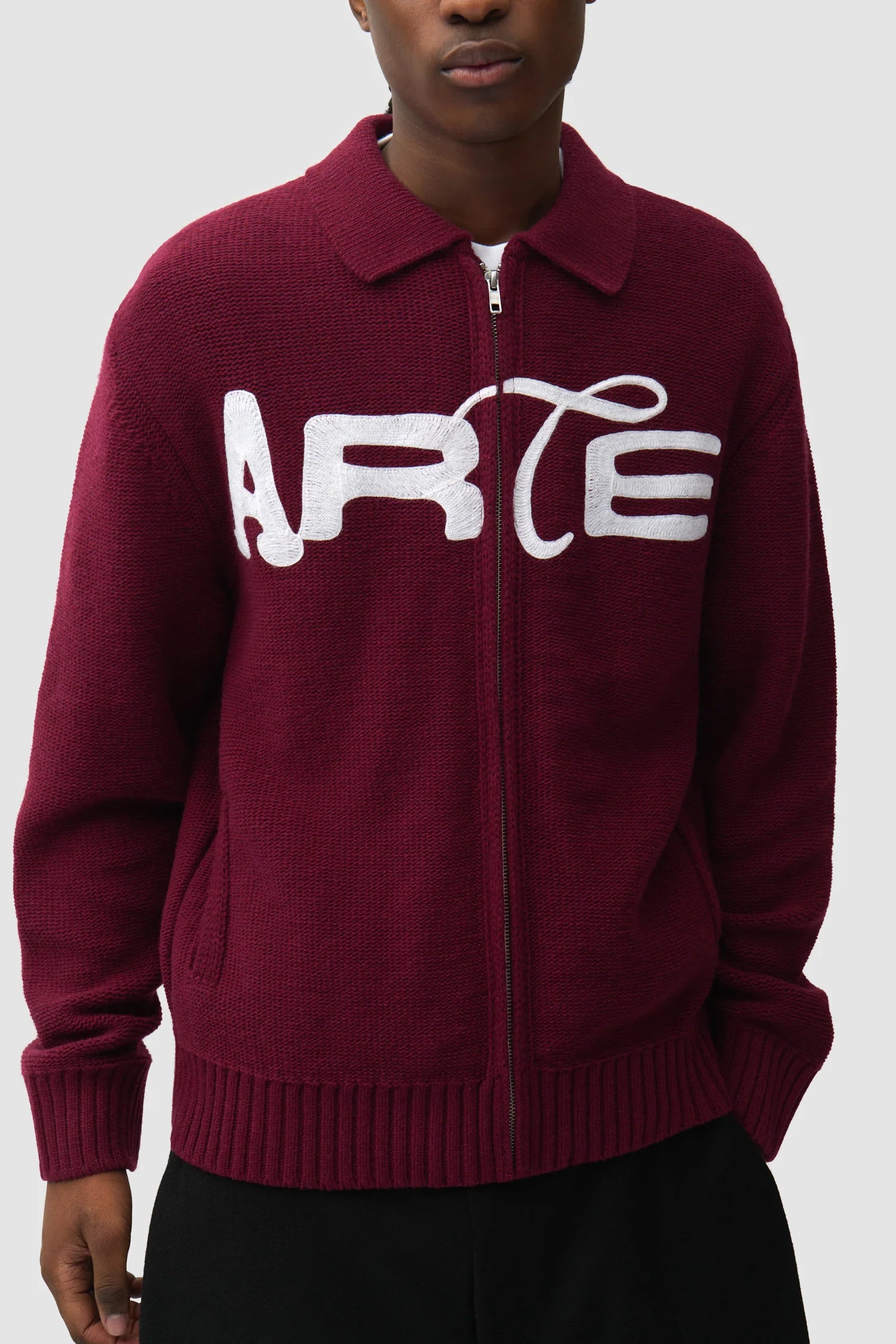 Arte - Cardigan Stencil Zip Bordeaux