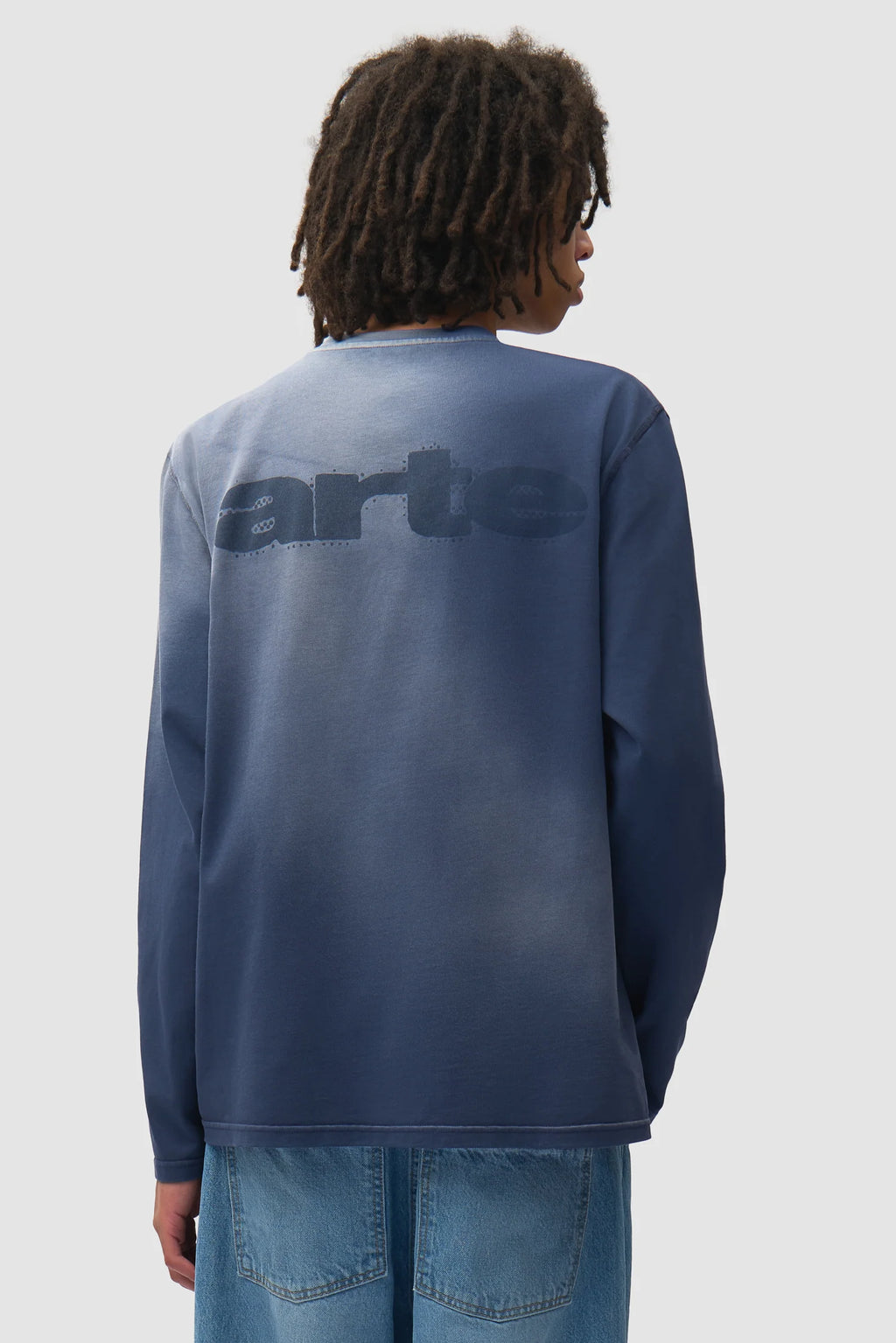 Arte - T-shirt Manches longues Stencil Sunfade Navy